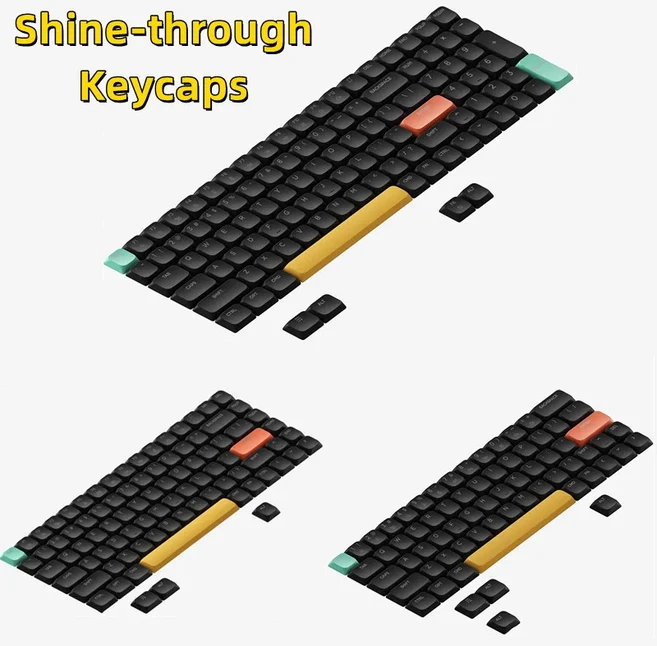 NuPhy nSA 프로필 Shine-through PC 키캡 투명 로우 AIR75/AIR75 V2/AIR96용 에어 시리즈에 적합, 01 For Air75 v2, 03 Shine-through Black
