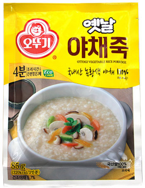 오뚜기 옛날 야채죽 85gX40개입 BOX 식품 > 가공/즉석식품 즉석밥/간편조리 즉석죽/스프 즉석죽, 40개, 85g