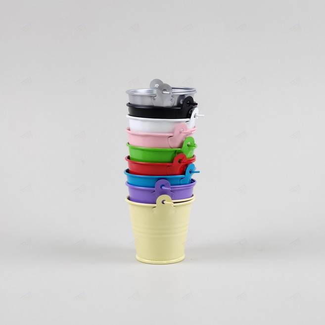 NO1 화분 철제 양동이 바구니 컬러 미니 바스켓 카페 인테리어 선인장 양철 통 텃밭 가드닝 버켓, G_블루, 1개