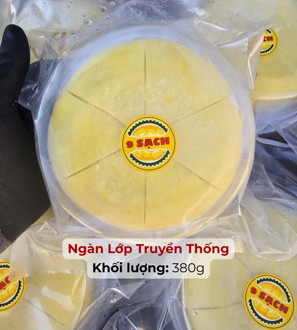 베트남 두리안 크레페 케이크 오리지널 BANH CREPE SAU RIENG NGAN LOP TRUYEN THONG 380G, 3개