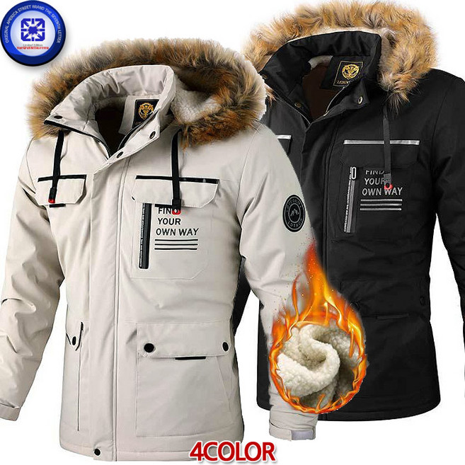 더세븐스레터 남성 가을겨울 YOUR OWN WAY 양모퍼 라쿤 탈부착후드 따뜻한 캐쥬얼 웰론 패딩점퍼 발수 방풍 보온 바람막이 실용적인 일상점퍼 4칼라