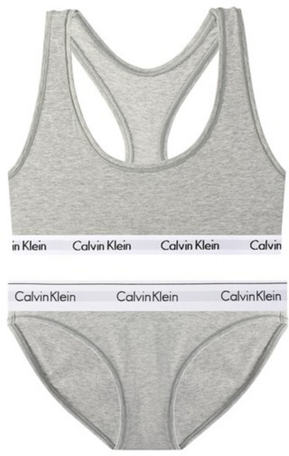 CK 여성 코튼 스포츠브라 브라렛+팬티 세트 QP1114+F3787 GREY
