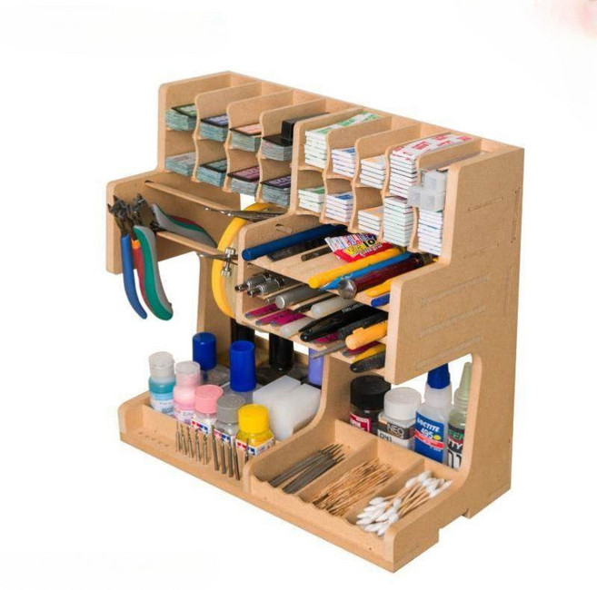 프라모델 도료 정리함 랙 원목 공방 공구함 도구 홀더, 1개