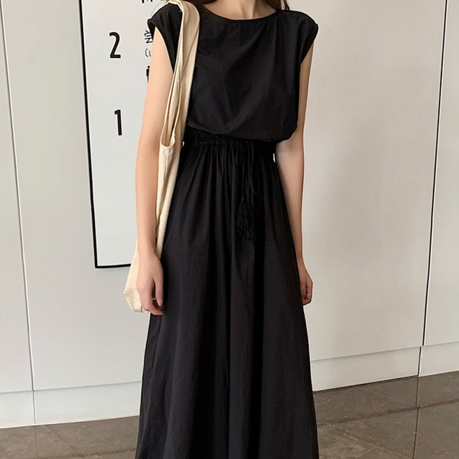 데일리바이블 바스락 린넨 롱 원피스 여름 나시 휴양지 원피스