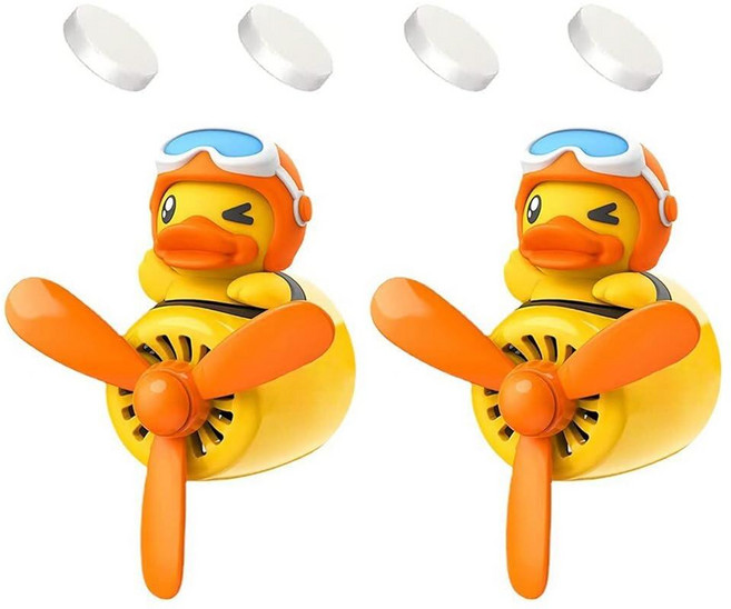 자동차 공기 청정제 2개 귀여운 베어 파일럿 자동차 디퓨저 프로펠러 공기 배출구 통풍구 방향제 자동차 내부 장식에 적합 (오리+오리), Dog-1