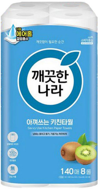깨끗한나라 아껴쓰는 롤 키친타올 140매 8개입, 1개