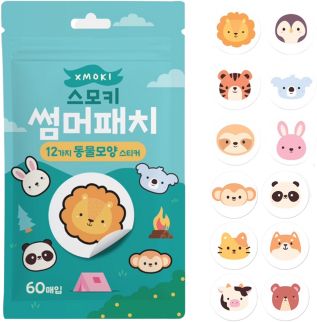XMOKI 애니멀 썸머패치 국산 기피 패치 스티커, 그린, 3개