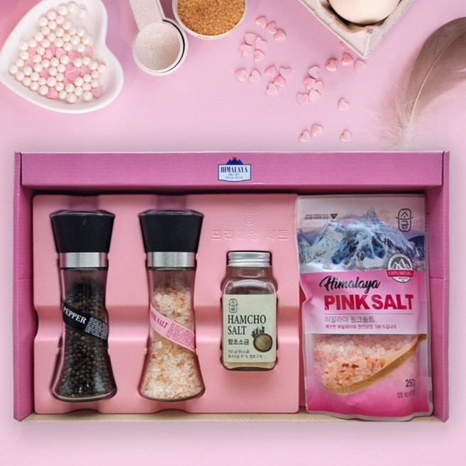 히말라야 핑크소금 프리미엄 4종 A세트 外 9종/선물세트, 07 PET그라인더핑크소금3P세트