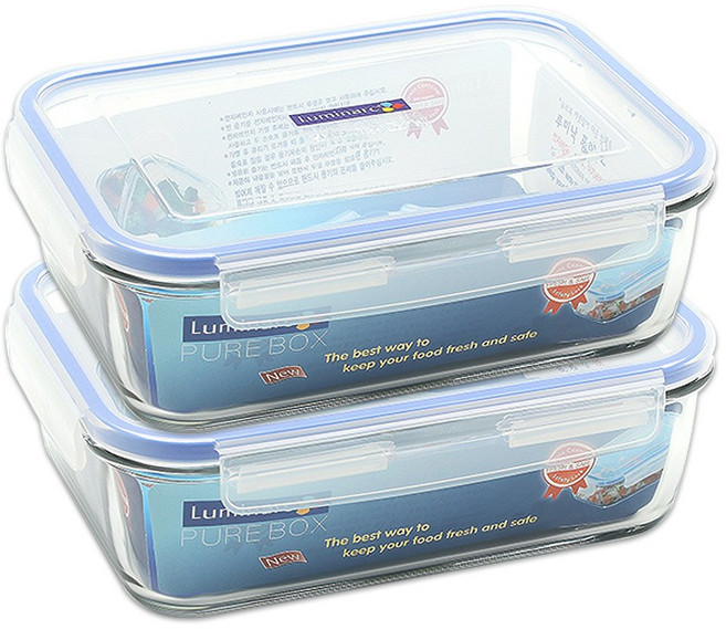 루미낙 직사각 정사각 원형 강화 유리 밀폐용기 퓨어박스, 1개