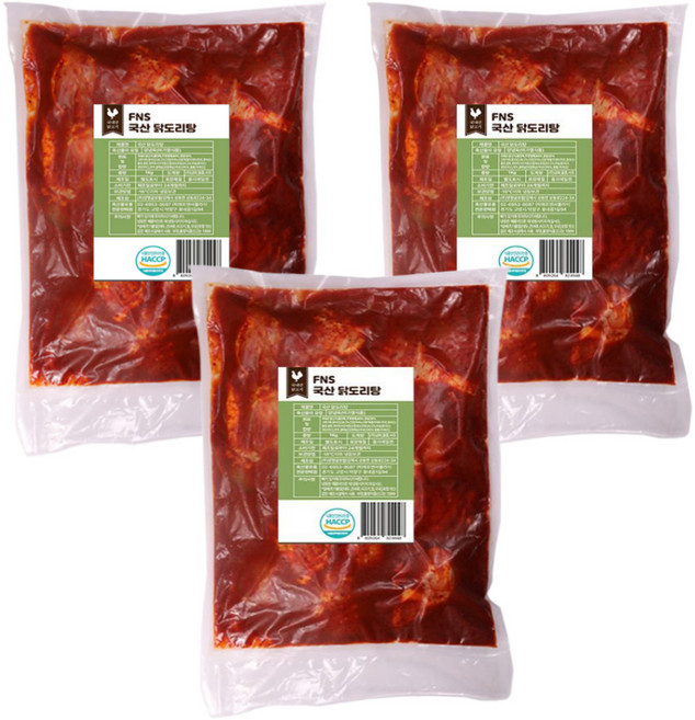 물만 넣고 끓이기만 하면 완성되는 완제품 대용량 솥뚜껑 닭볶음탕, 3개, 1kg