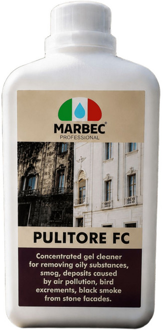MARBEC PULITORE FC 濃縮凝膠清潔劑 適用於石材立面油污、煙塵、空氣污染沉積物、鳥糞、黑煙, 1個, 1L