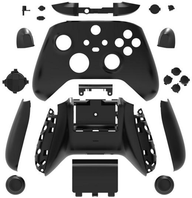 DATA FROG 풀 세트 Xbox 시리즈 X 컨트롤러 용 교체 하우징 쉘 케이스 Xbox 시리즈 S 액세서리 용 전면 커버 백, Black, For Xbox Series X-S, 1개