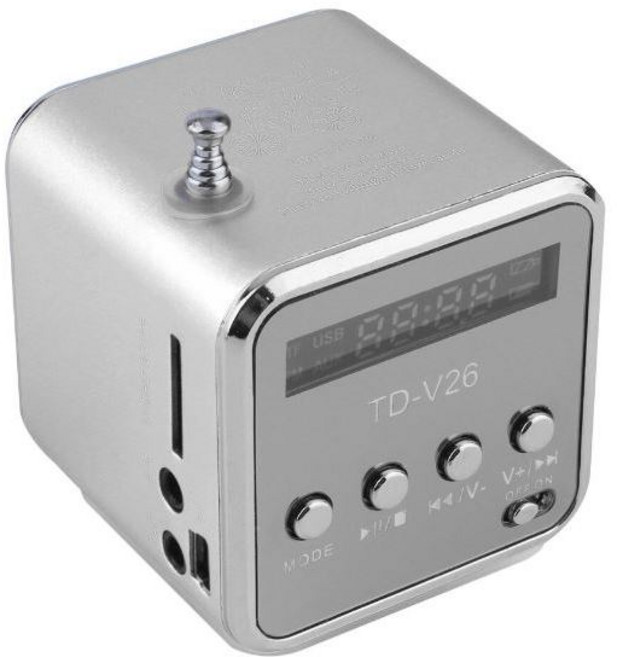 ANENG TD-V26 迷你USB插卡音箱 FM收音機 MP3播放器, 太空銀, 太空銀