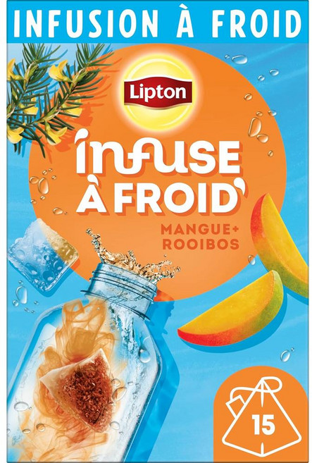 프랑스 립톤 Lipton Cold Infuse Mango Rooibos 망고 루이보스 콜드 인퓨젼 아이스티 티백, 4개, 15개입, 3.3g