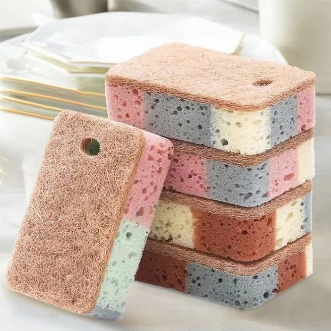 미소진몰 레인보우 수세미 거품가득 스펀지 수세미, 1세트, 5개