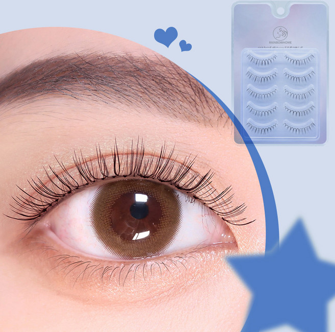 NEW! 무지개홈 리뉴얼 3D속눈썹 아이돌연장 자연스러운 투명라인 인조속눈썹, 1개, 브라운5호