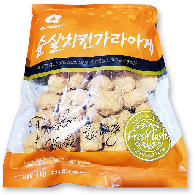 마니커 치킨 가라아게 1kg 냉동식품, 10개
