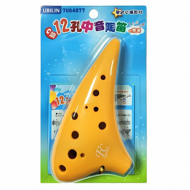 UBILIN 優筆霖 陶笛 音樂課適用 新全文具 安全認證, 1個, 6孔陶笛附樂譜 顏色隨機