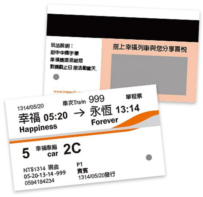 FlowerSP 幸福車票刮刮卡 婚禮活動小物, 1個, 中獎,本賣場商品須購物滿$200元以上才能出貨, 中獎