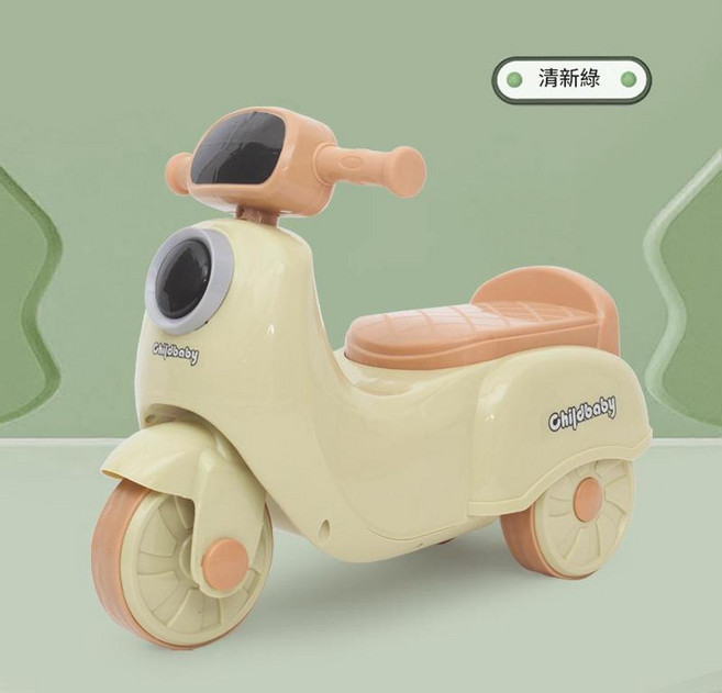 Childbaby 兒童滑行車 1-6歲男女寶寶學步平衡車 三輪防側翻玩具摩托車, 清新綠 音樂燈光, 1個