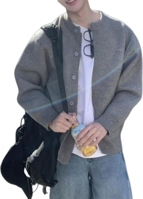 Makone 남성 가을 겨울 무지 카디건 아우터 루즈핏 캐주얼 니트 자켓