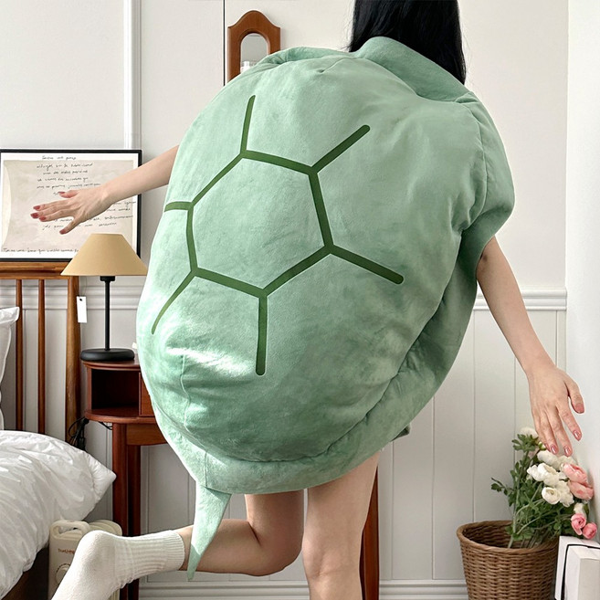 이지유 거북이 등껍질 입는 대형 쿠션 꼬북이 인형 인싸템 선물, 등딱지쿠션 그린