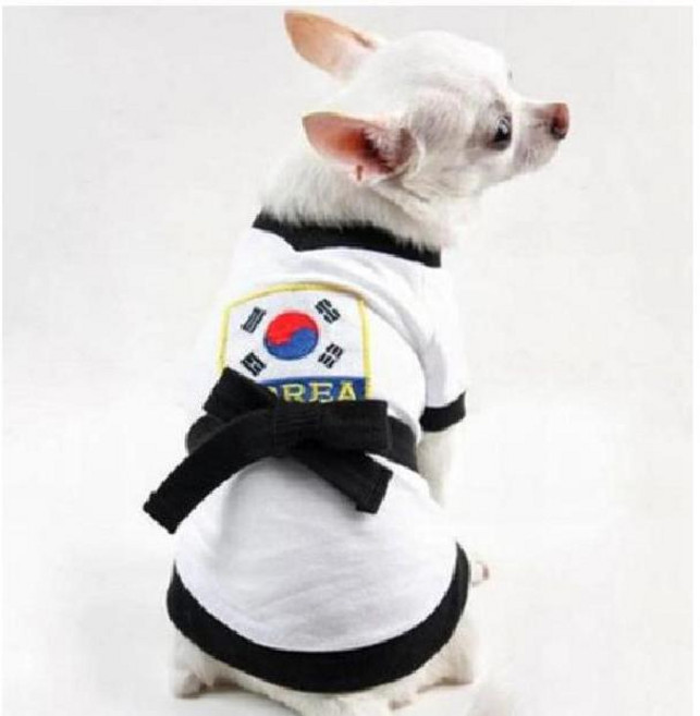 강아지 고양이 태권도 태극기 유니폼 옷 도복 의상 티셔츠 코스프레 코스튬, 반려동물 태권도 도복