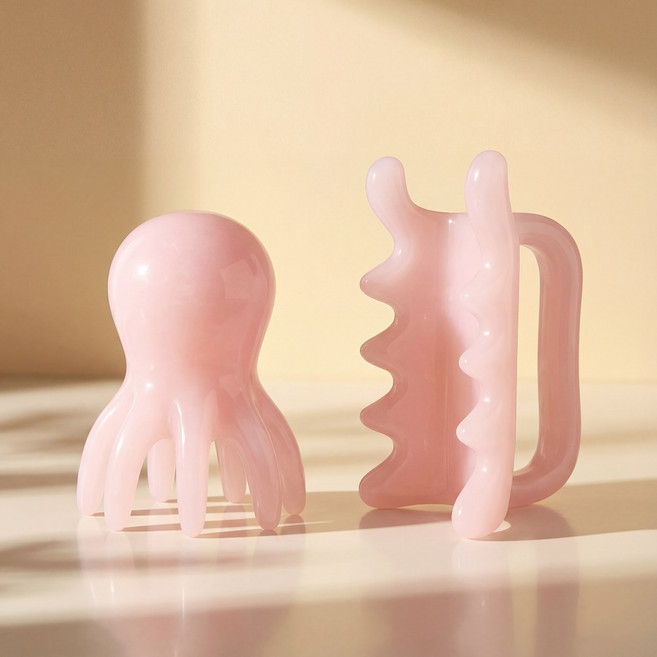 세티데이 문어 괄사 두피 마사지기, 핑크, 1세트