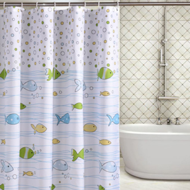 네이처안 미니 피쉬 샤워커튼 150 x 180 cm, 혼합색상, 1개