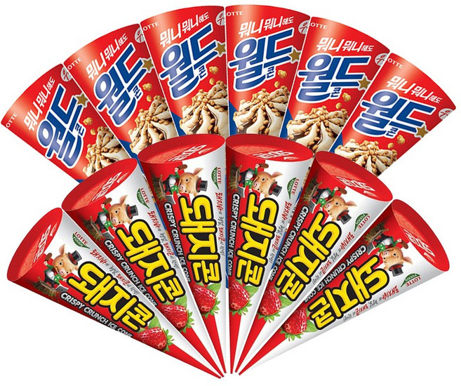 돼지콘 + 월드콘 바닐라 혼합 아이스크림, 1세트, 1.92L