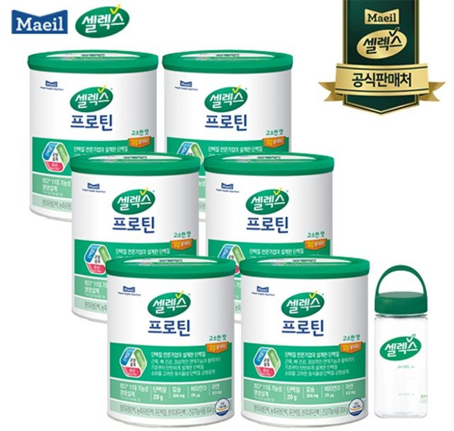 [쇼핑엔티] 매일유업 셀렉스 프로틴 고소한맛 6캔+ 보틀 1개, 6개, 304g