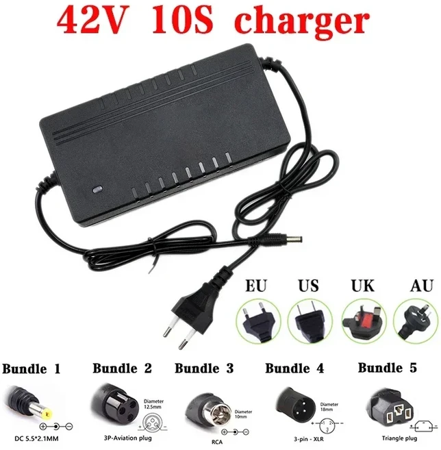 36V 48V 52V 2A 3A 5A 10S 리튬 이온 배터리 충전기 54.6V 지능형 고속, 03 5A, 04 번들 5, 04 42V 10S charger