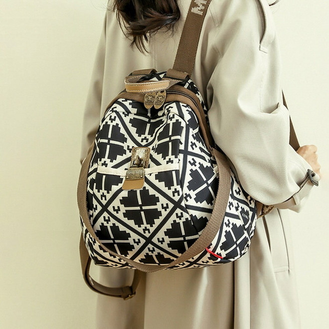 지디오 여성 나일론 백팩 책가방 배낭 꽃무늬 프린팅 대용량 투웨이 여자 가방