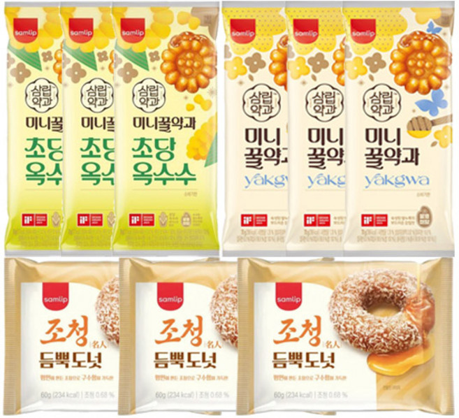 (스윗몬) 약과도넛세트 ( 미니꿀약과3+초당옥수수3+조청도넛3), 600g, 1세트