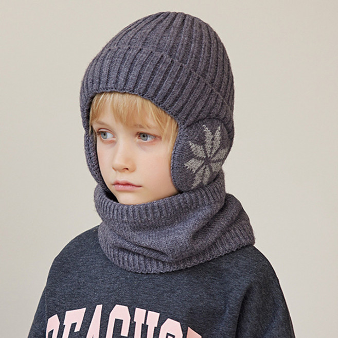 솜니움베베 남아 귀도리 비니 넥워머 세트 아동 방한 목토시