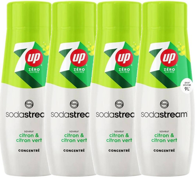 소다스트림 7up 세븐업 탄산수 무설탕 시럽, 440ml, 4개