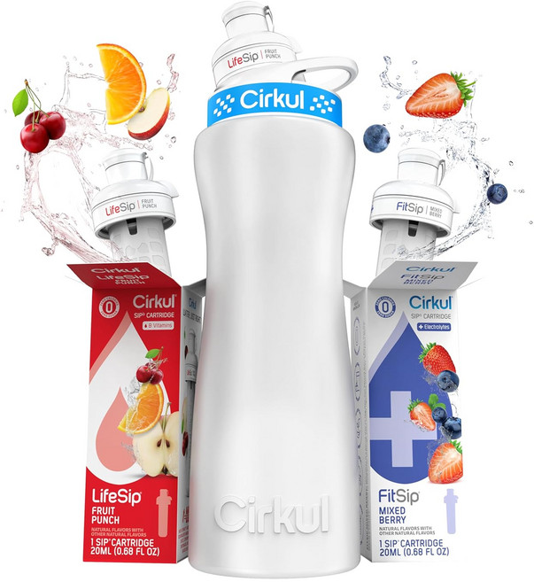 써큘 물병 Circkul 서큘 워터보틀 2개카트리지 미스터비스트 650ml 화이트