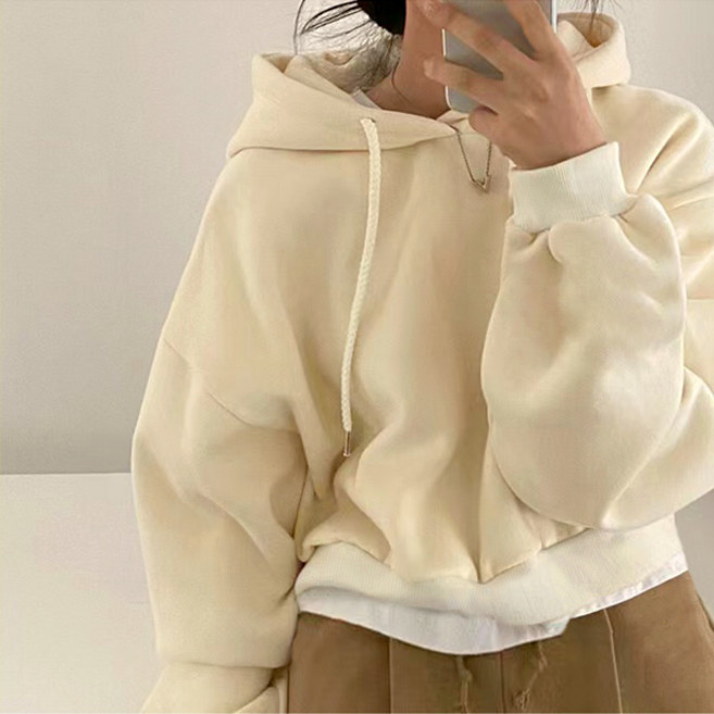 라라홀리 데일리 심플 루즈핏 크롭 후드 티셔츠