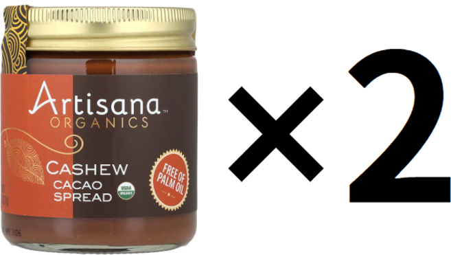 Artisana(아티사나) Organics 캐슈 카카오 스프레드 227g(8oz), 2개, 227g
