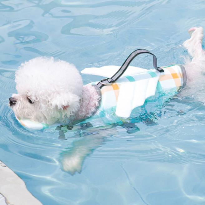 별빛 강아지 구명조끼 애견 수영복 소형견 중형견 턱받침 수영 물놀이, M, 1개