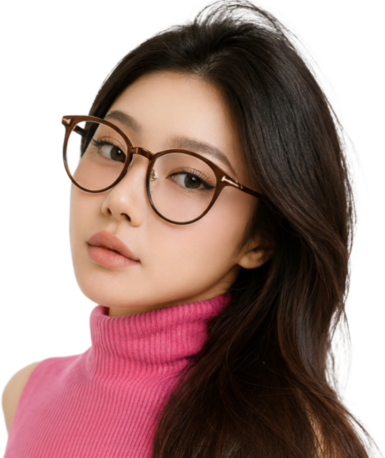 디위닉 얼굴작아보이는 TR+금속 라운드투명 남녀공용 뿔테 안경테