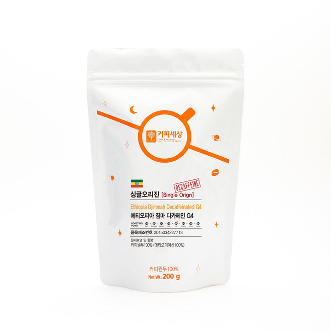 커피세상 디카페인원두 에티오피아 예가체프 짐마 G4, 200g, 1개, 홀빈(분쇄안함)
