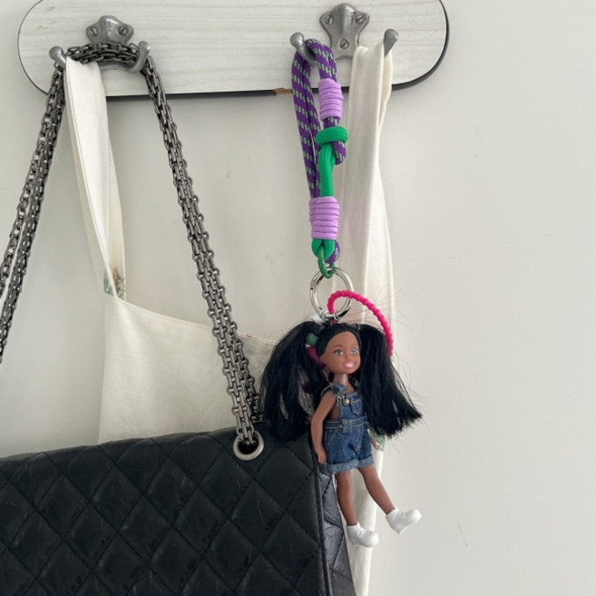 핸드메이드 명품가방 인형 키링 가방참 명품키링, 블랙 멜빵_진청