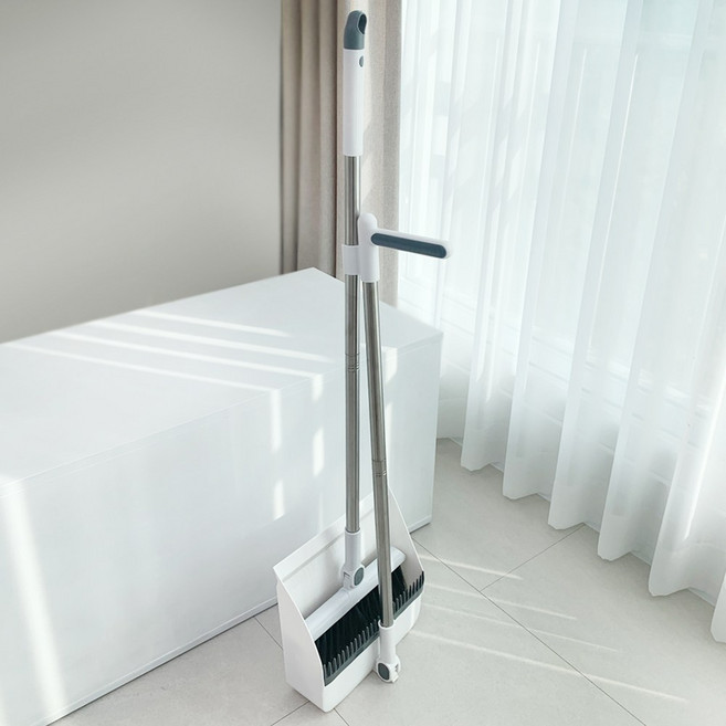 러쉬 스탠딩 접이식 쓰레받기 빗자루 세트, 1개