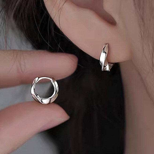 925 순은 도금 꼬인 미니 링귀걸이 실버 골드 1+1