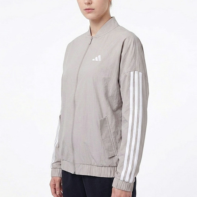 아디다스 여성 바람막이 스트라이프 아웃터 우븐 재킷 운동용바람막이 산책 러닝 운동 바람막이점퍼 가벼운바람막이