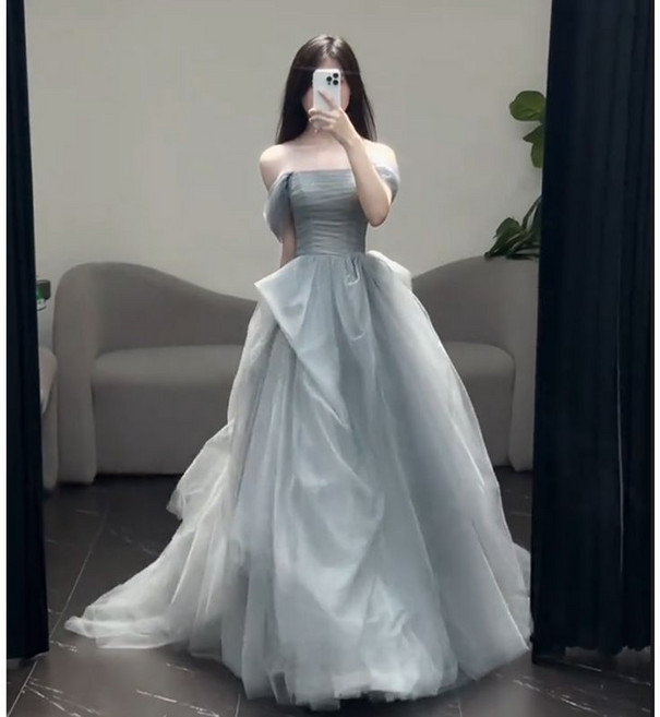 晚禮服畢業成人禮仙女裙 小衆宴會連衣裙 藝考主持生日派對新款, 1個, 圖片色,L
