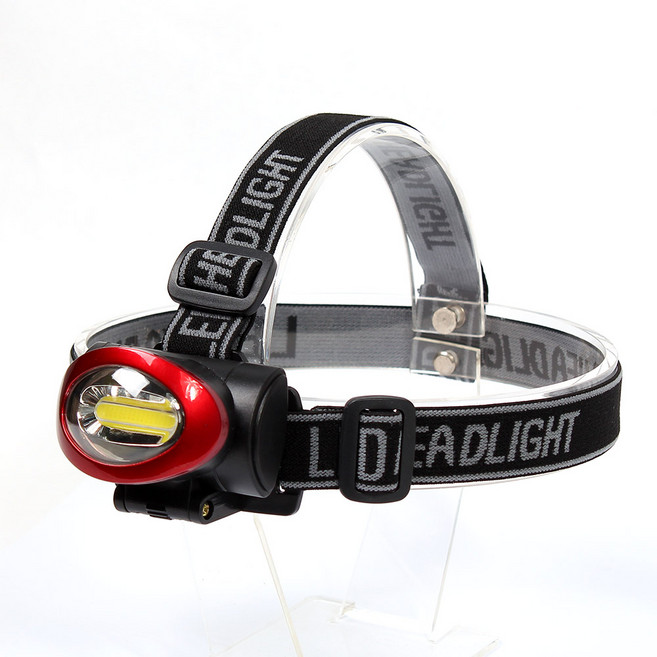 COB 헤드 랜턴 5W 1+1 LED 해드 랜턴 렌턴 후레쉬 랜턴, 레드+블랙, 2개