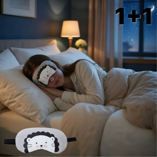 리딜 캐릭터 냉온 찜질 수면안대 숙면안대, 2개, 그레이사자