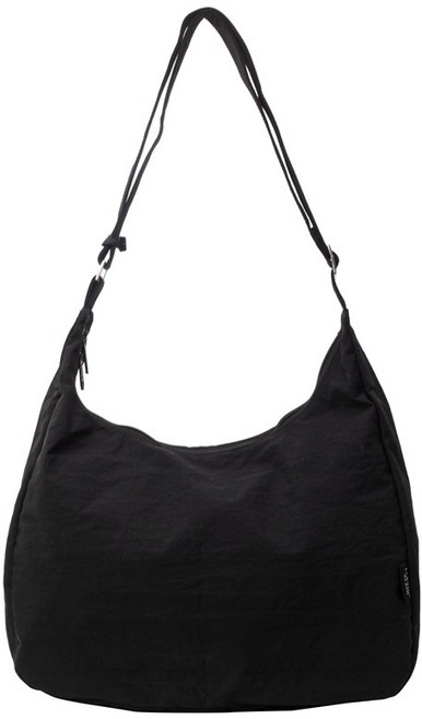 日系輕量牛角包 斜背包 側背包 單肩包 餃子包 弧形肩背包 半月包, 黑色